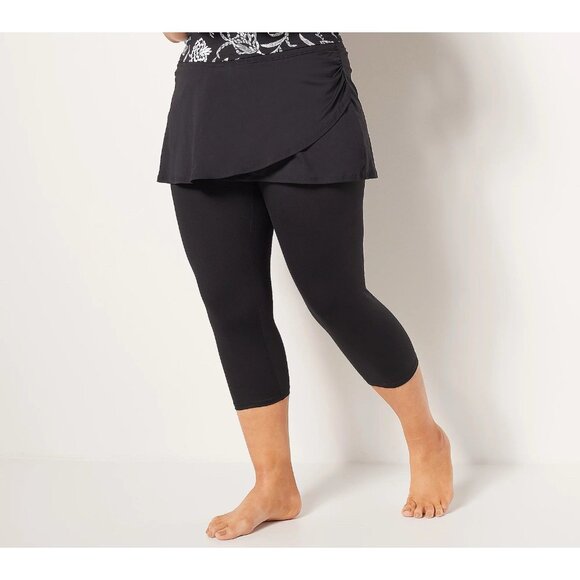 Lands' End Regular High Waisted UPF 50 Skirted Swim Leggings XS Black A469398 . - Picture 1 of 3